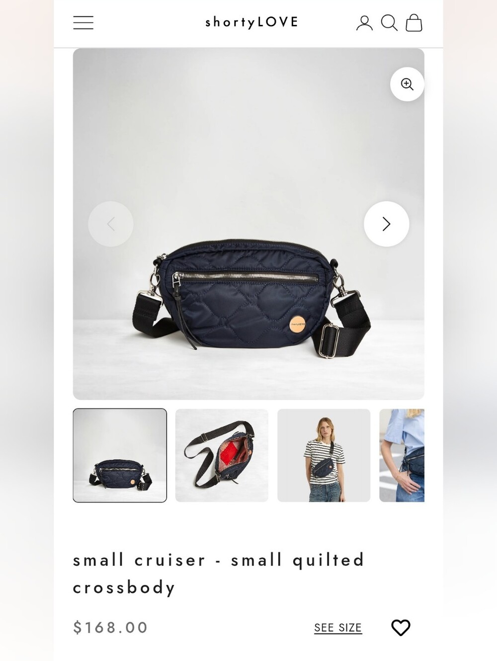 shortyLOVE Small Cruiser Quilted Crossbody Bag in Midnight (Navy)